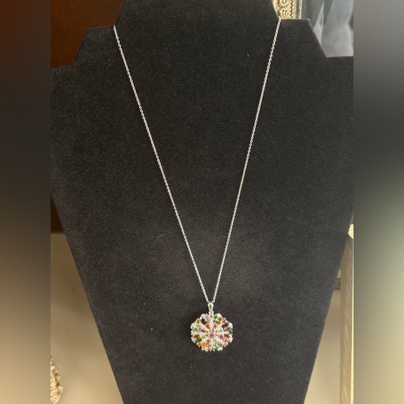 Multi-Tourmaline Rhodium Over Sterling Silver Pendant 6.88ctw - Picture 5 of 5